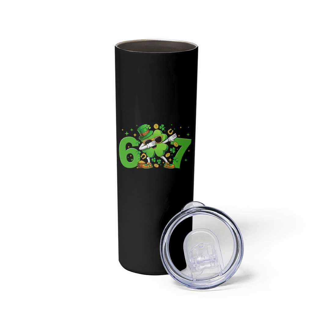 Funny Six Seven 67 St Patricks Day Dabbing Shamrock Skinny Tumbler