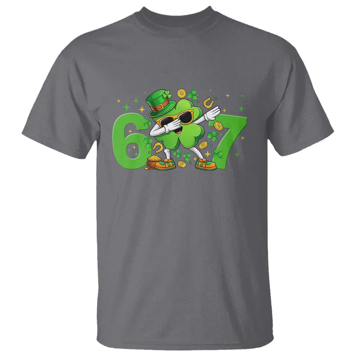 Funny Six Seven 67 St Patricks Day Dabbing Shamrock T Shirt