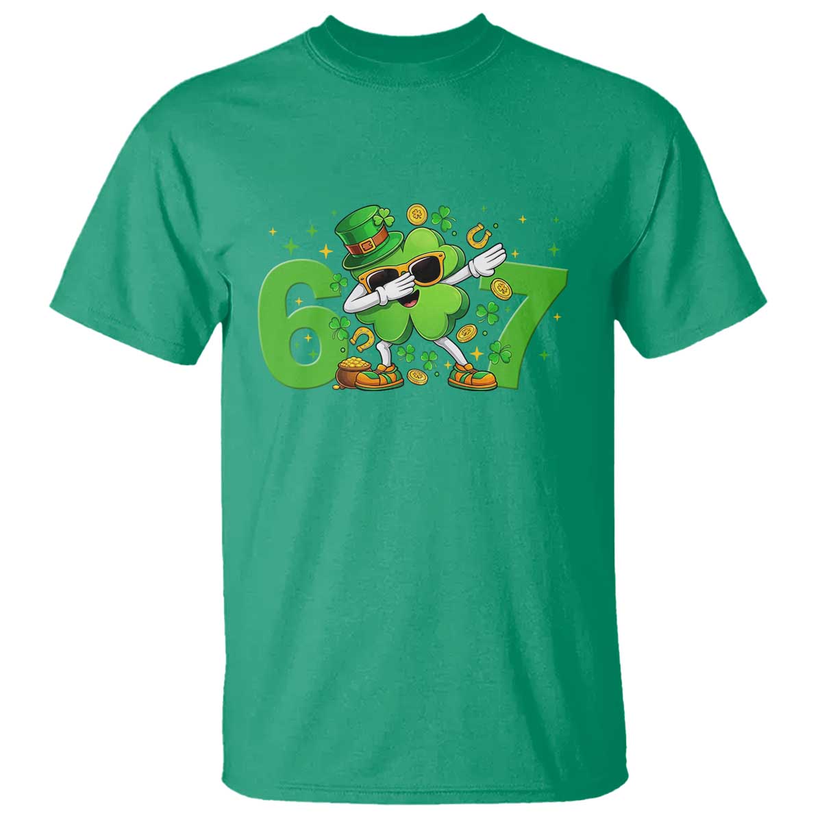 Funny Six Seven 67 St Patricks Day Dabbing Shamrock T Shirt