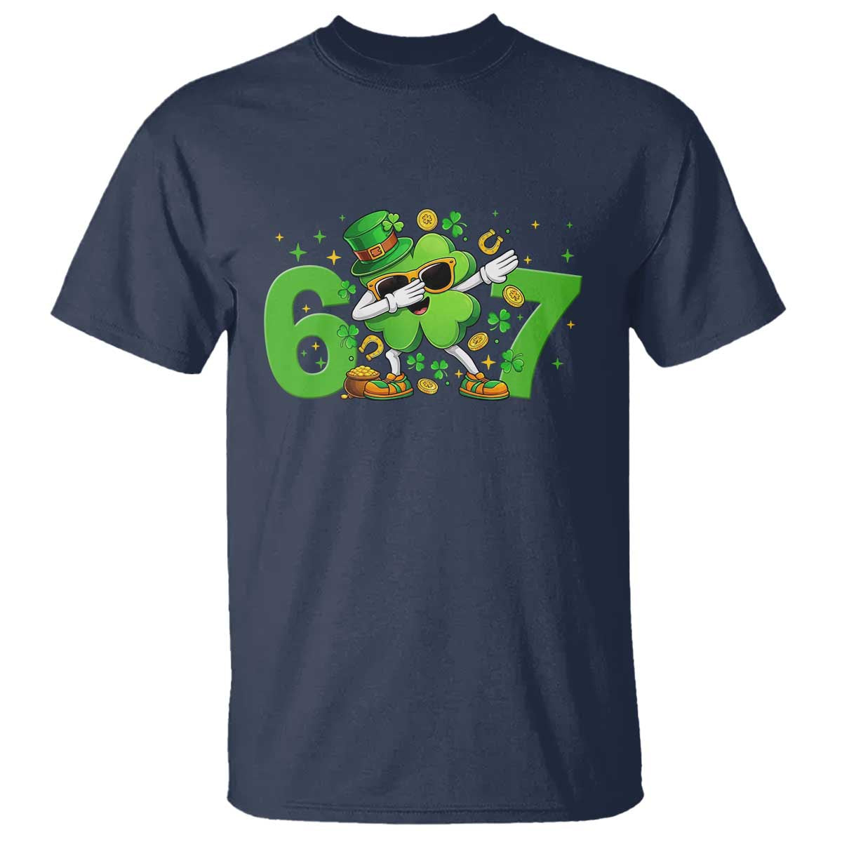 Funny Six Seven 67 St Patricks Day Dabbing Shamrock T Shirt