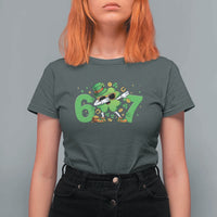 Funny Six Seven 67 St Patricks Day Dabbing Shamrock T Shirt For Women