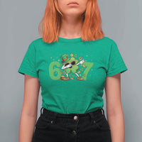 Funny Six Seven 67 St Patricks Day Dabbing Shamrock T Shirt For Women