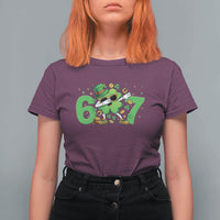 Funny Six Seven 67 St Patricks Day Dabbing Shamrock T Shirt For Women