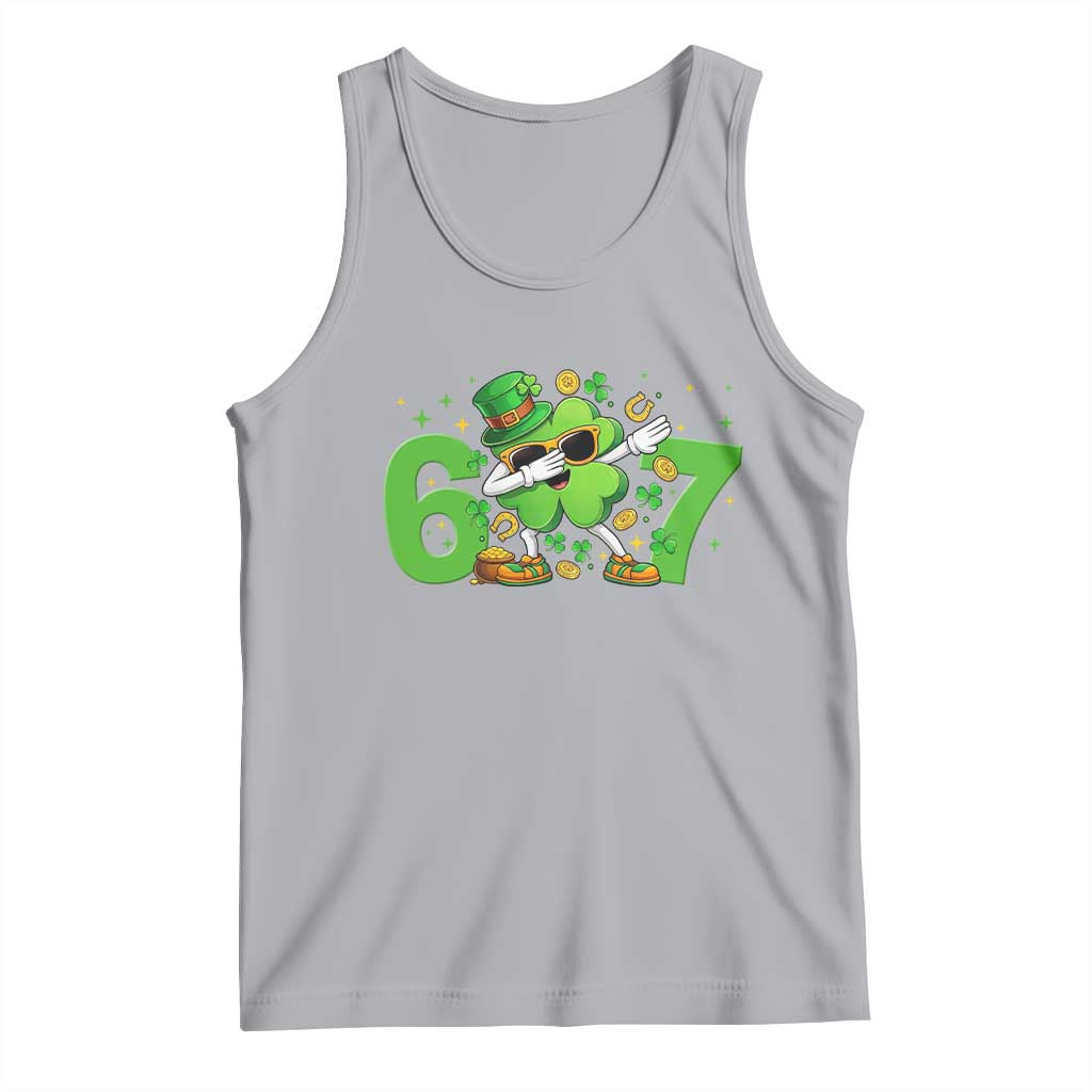 Funny Six Seven 67 St Patricks Day Dabbing Shamrock Tank Top