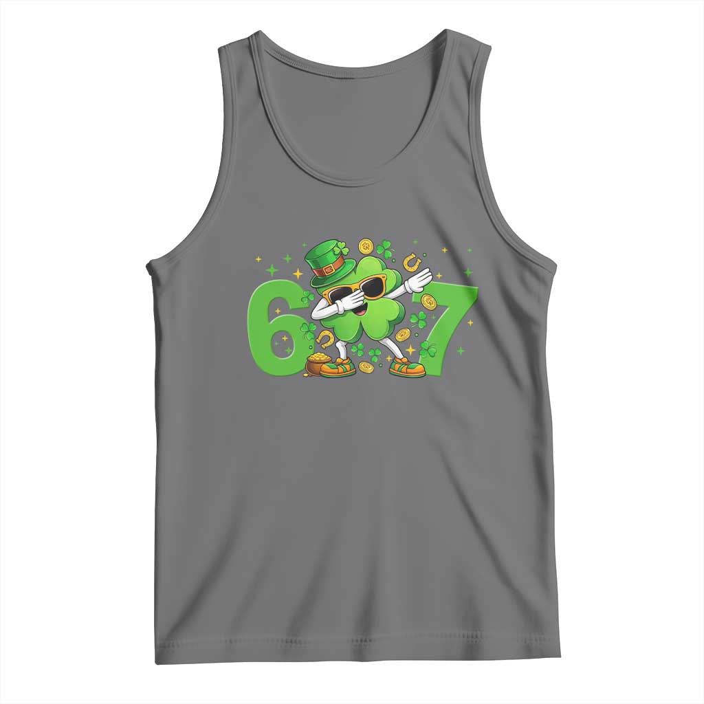 Funny Six Seven 67 St Patricks Day Dabbing Shamrock Tank Top
