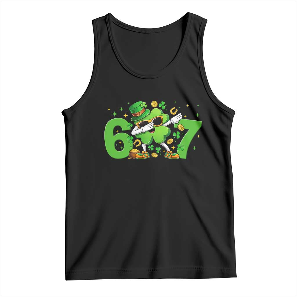 Funny Six Seven 67 St Patricks Day Dabbing Shamrock Tank Top