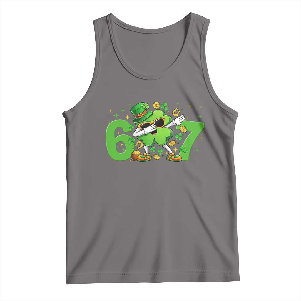 Funny Six Seven 67 St Patricks Day Dabbing Shamrock Tank Top