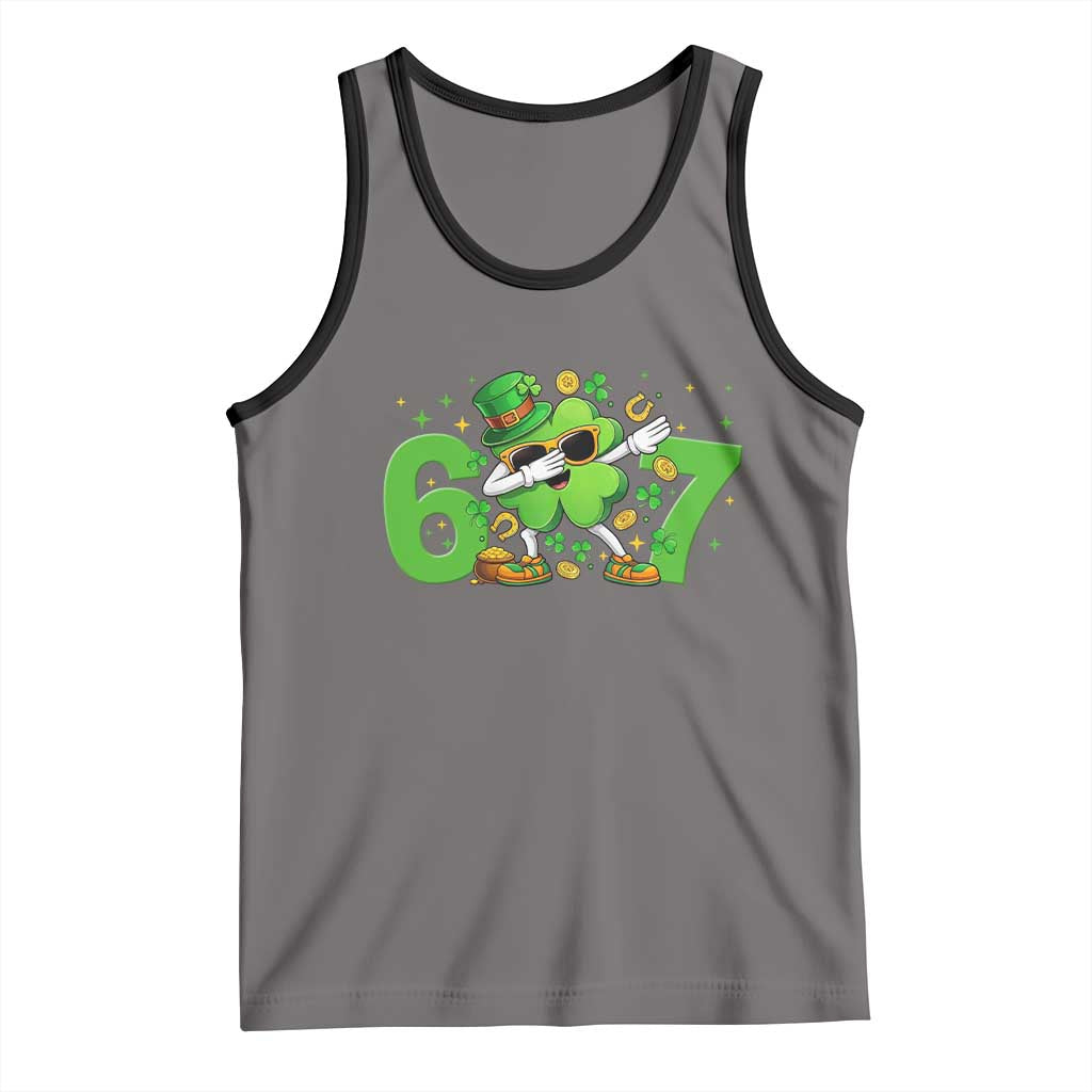Funny Six Seven 67 St Patricks Day Dabbing Shamrock Tank Top