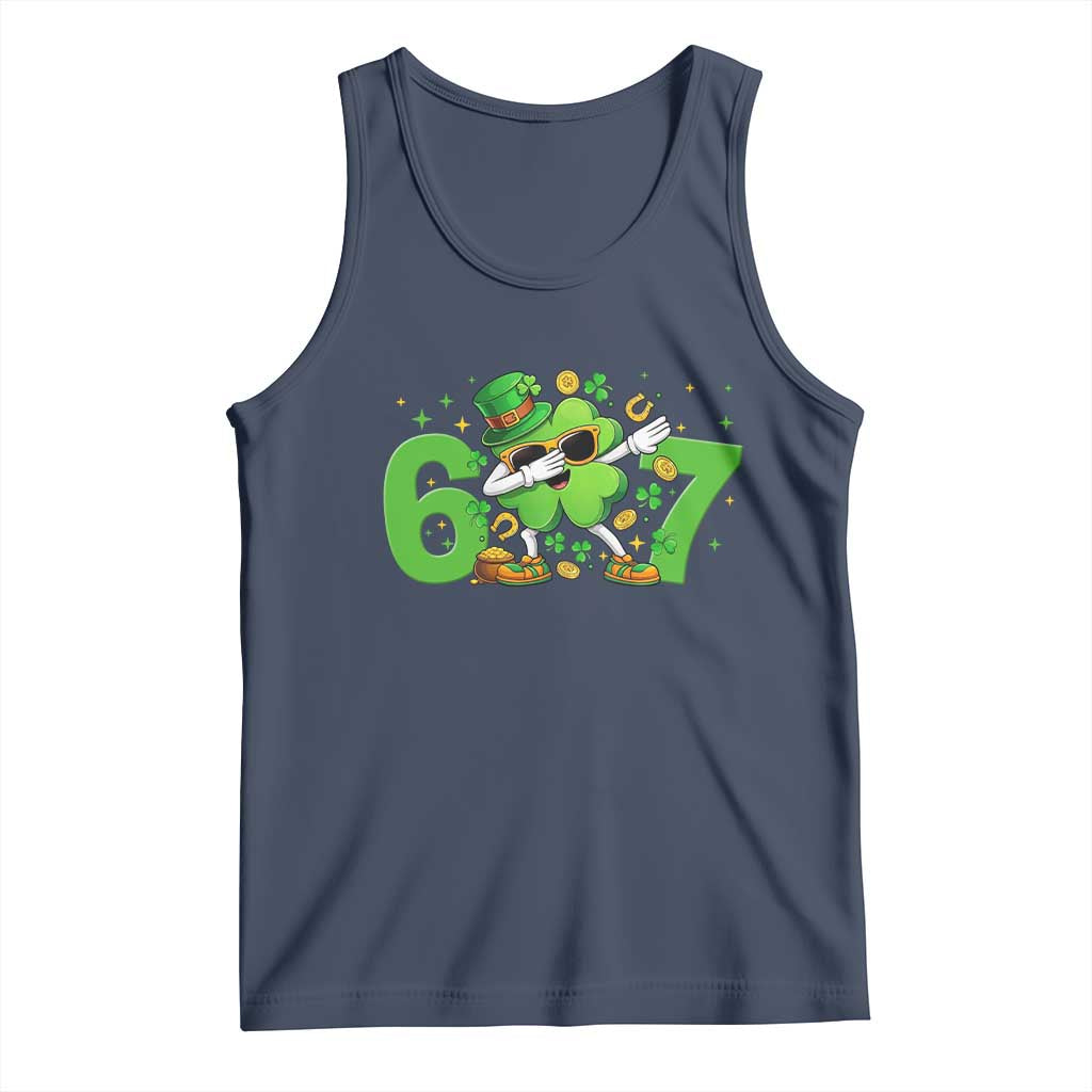 Funny Six Seven 67 St Patricks Day Dabbing Shamrock Tank Top
