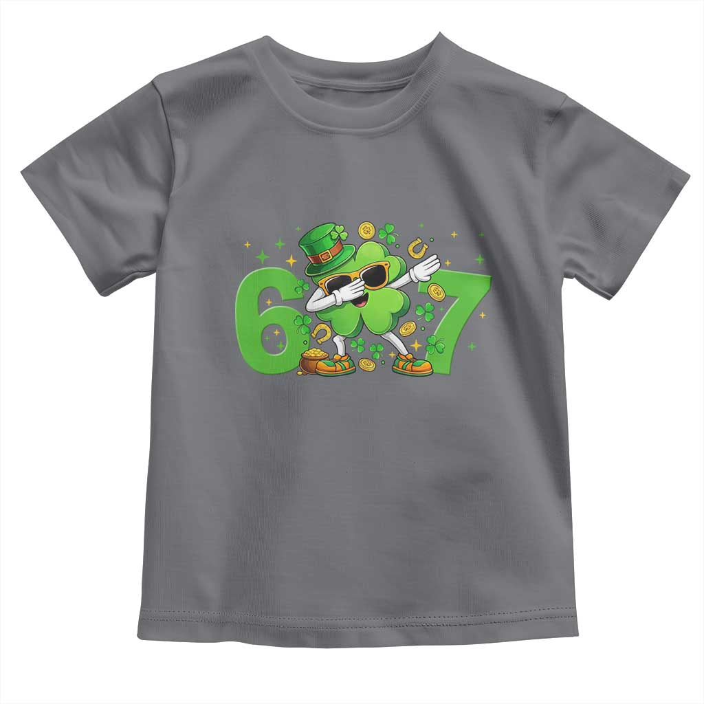 Funny Six Seven 67 St Patricks Day Dabbing Shamrock Toddler T Shirt