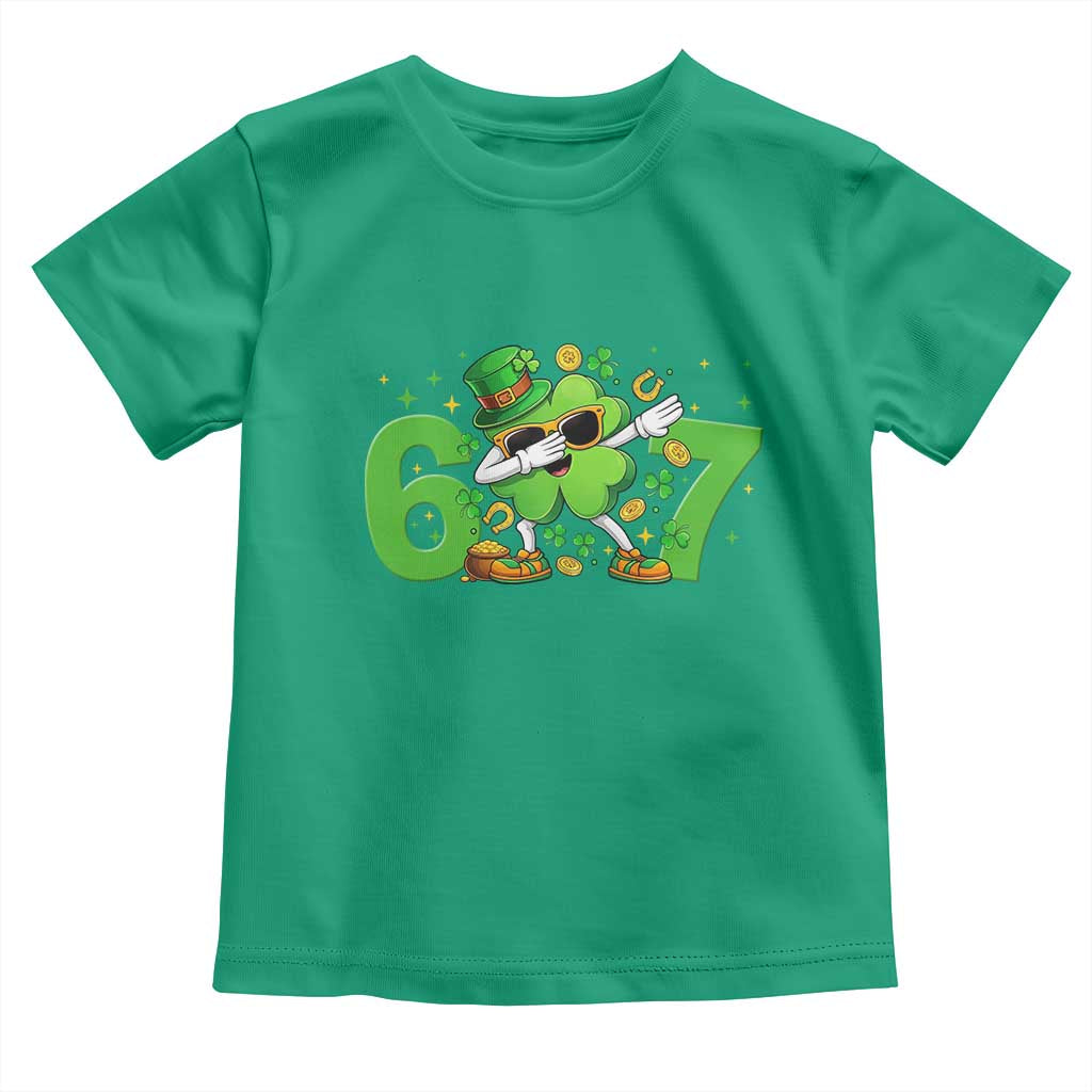 Funny Six Seven 67 St Patricks Day Dabbing Shamrock Toddler T Shirt