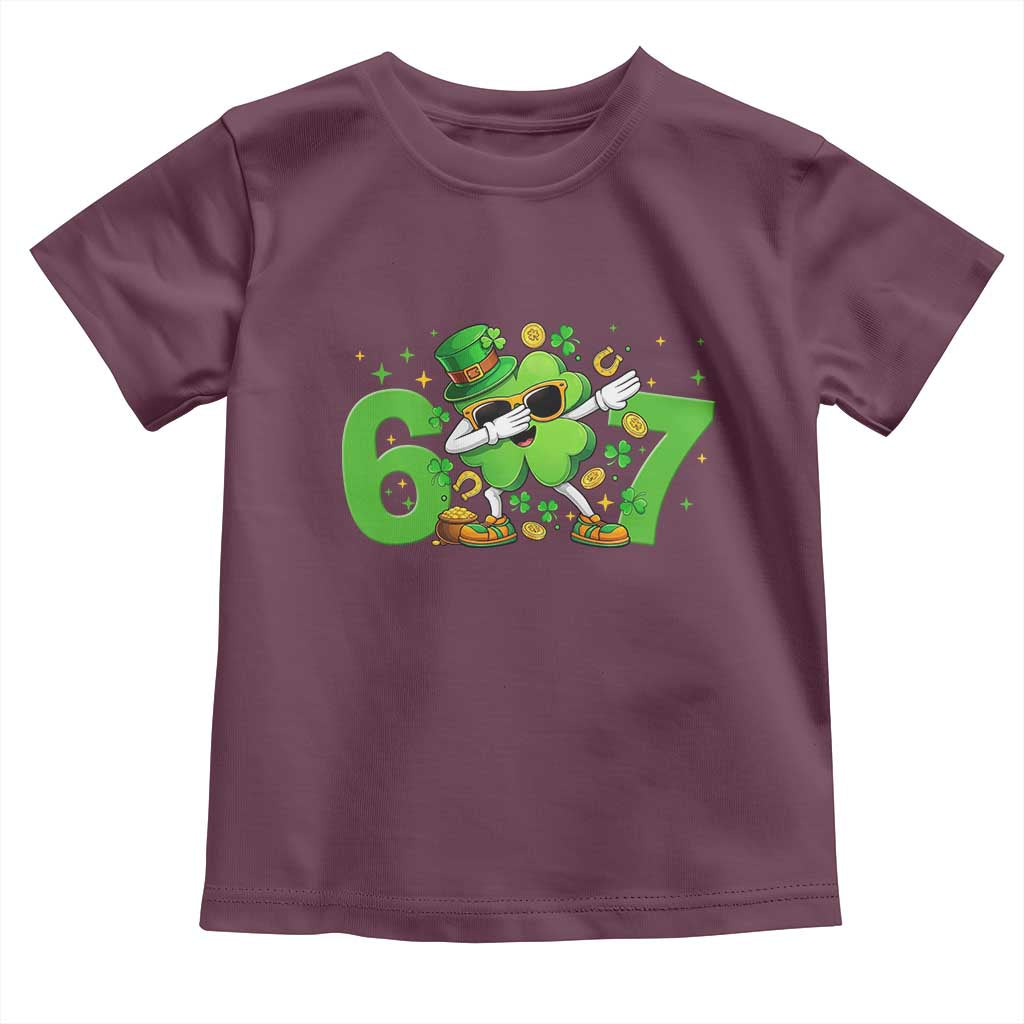 Funny Six Seven 67 St Patricks Day Dabbing Shamrock Toddler T Shirt