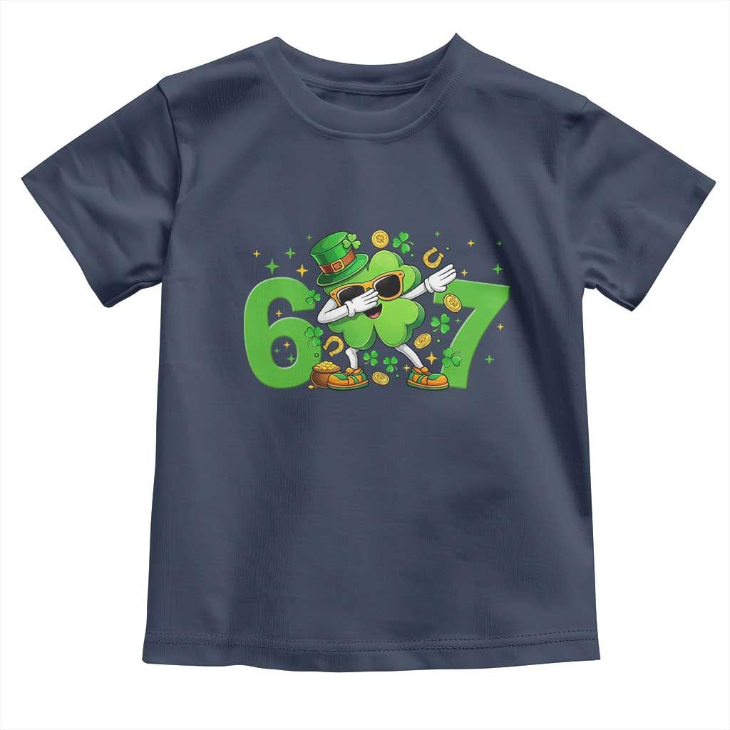 Funny Six Seven 67 St Patricks Day Dabbing Shamrock Toddler T Shirt
