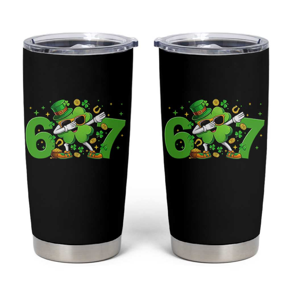 Funny Six Seven 67 St Patricks Day Dabbing Shamrock Tumbler Cup