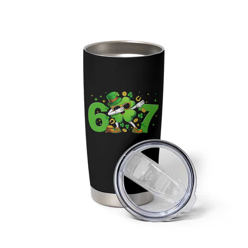 Funny Six Seven 67 St Patricks Day Dabbing Shamrock Tumbler Cup