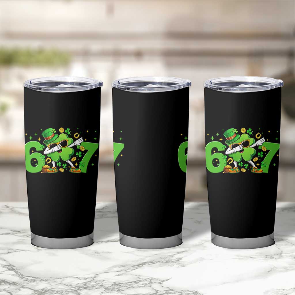 Funny Six Seven 67 St Patricks Day Dabbing Shamrock Tumbler Cup