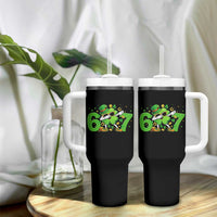 Funny Six Seven 67 St Patricks Day Dabbing Shamrock Tumbler With Handle