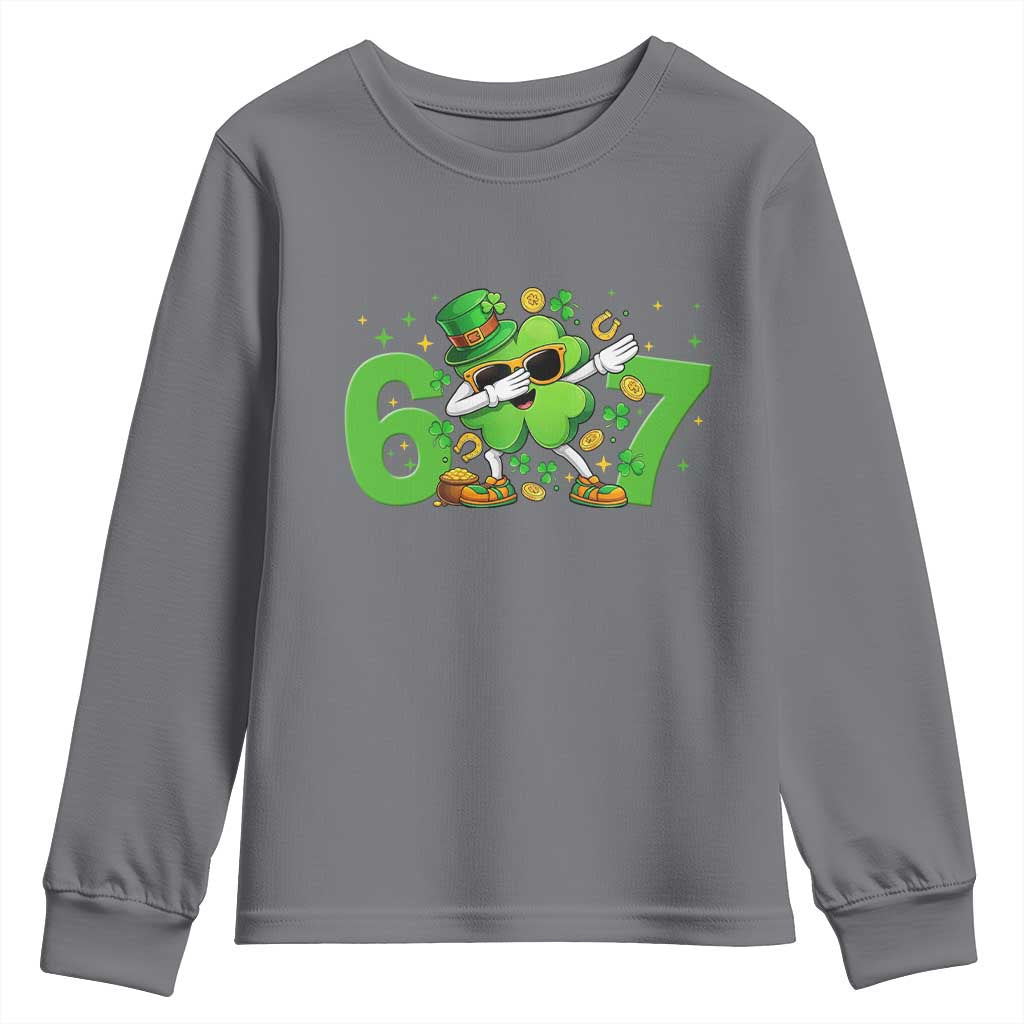 Funny Six Seven 67 St Patricks Day Dabbing Shamrock Youth Sweatshirt