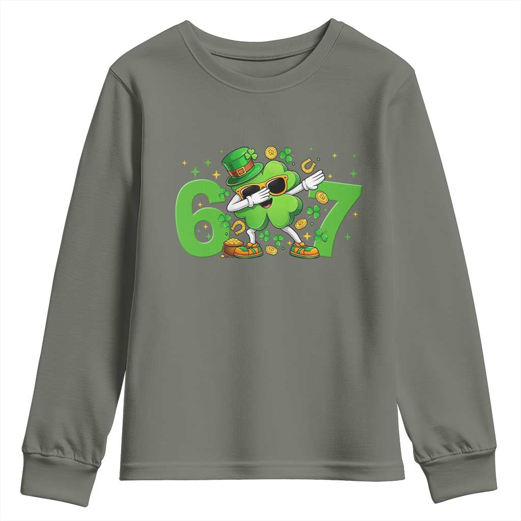 Funny Six Seven 67 St Patricks Day Dabbing Shamrock Youth Sweatshirt