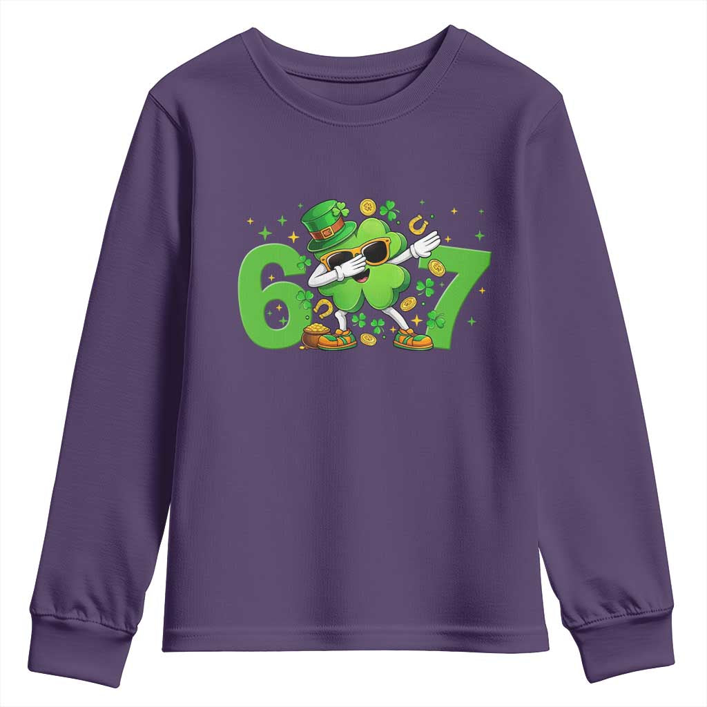 Funny Six Seven 67 St Patricks Day Dabbing Shamrock Youth Sweatshirt