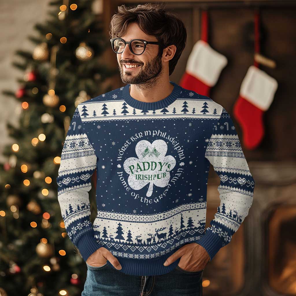 Funny Paddys Irish Pub Ugly Christmas Sweater Worst Bar In Philadelphia St Patricks Day Beer Drinking