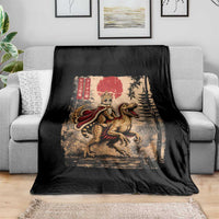Princess Donut Riding Mongo Throw Blanket Japanese Vintage Graphic Ukiyoe Art