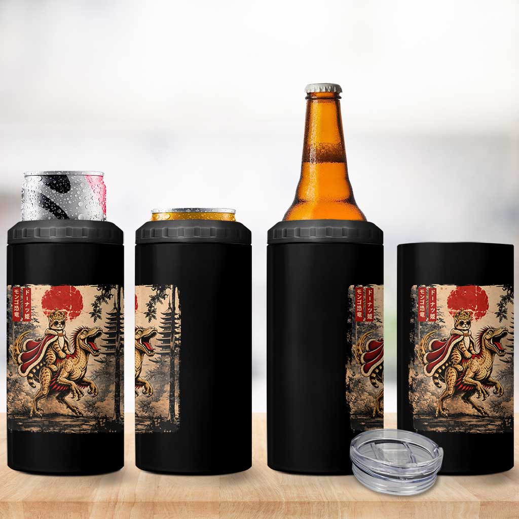 Princess Donut Riding Mongo 4 in 1 Can Cooler Tumbler Japanese Vintage Graphic Ukiyoe Art