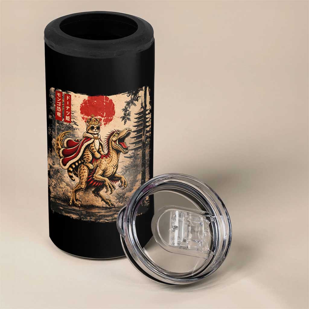 Princess Donut Riding Mongo 4 in 1 Can Cooler Tumbler Japanese Vintage Graphic Ukiyoe Art