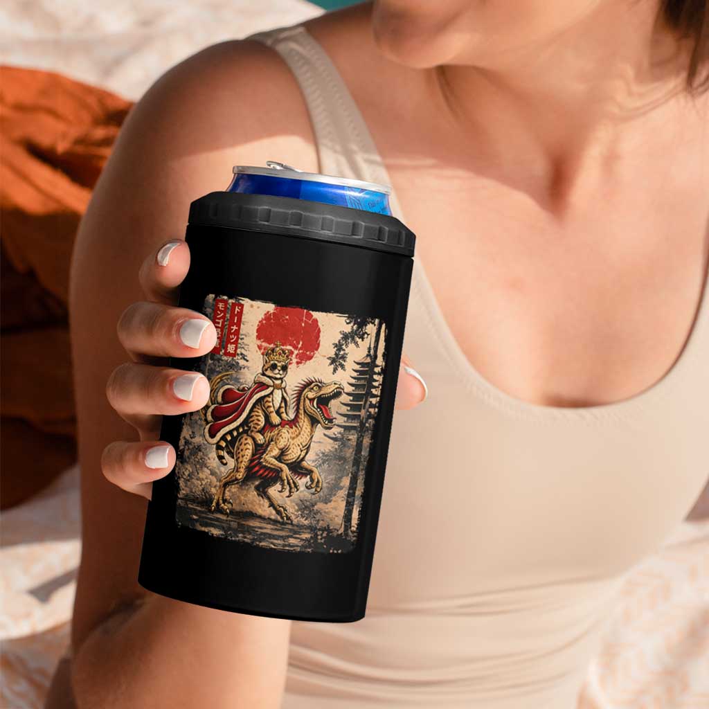 Princess Donut Riding Mongo 4 in 1 Can Cooler Tumbler Japanese Vintage Graphic Ukiyoe Art