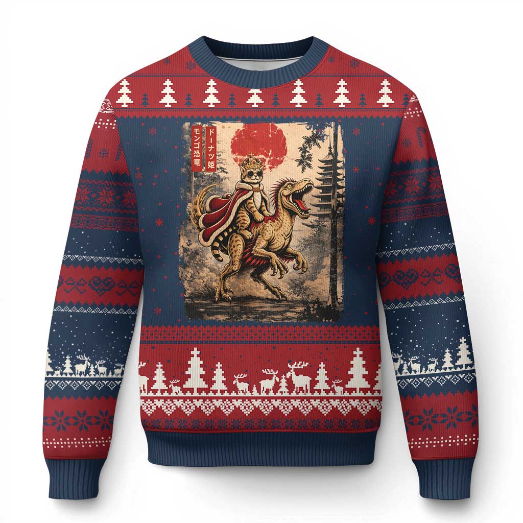 Princess Donut Riding Mongo Ugly Christmas Sweater Japanese Vintage Graphic Ukiyoe Art