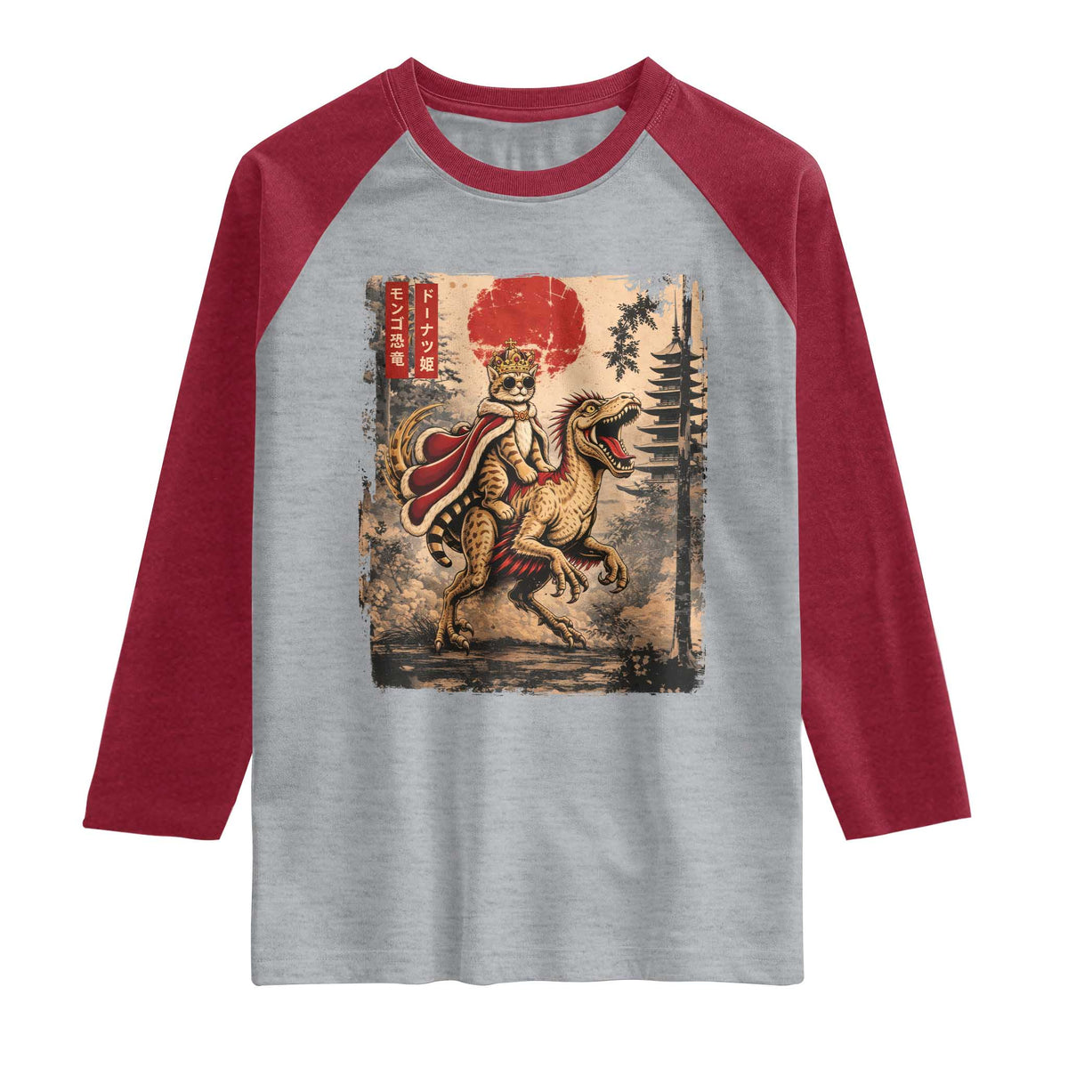 Princess Donut Riding Mongo Raglan Shirt Japanese Vintage Graphic Ukiyoe Art