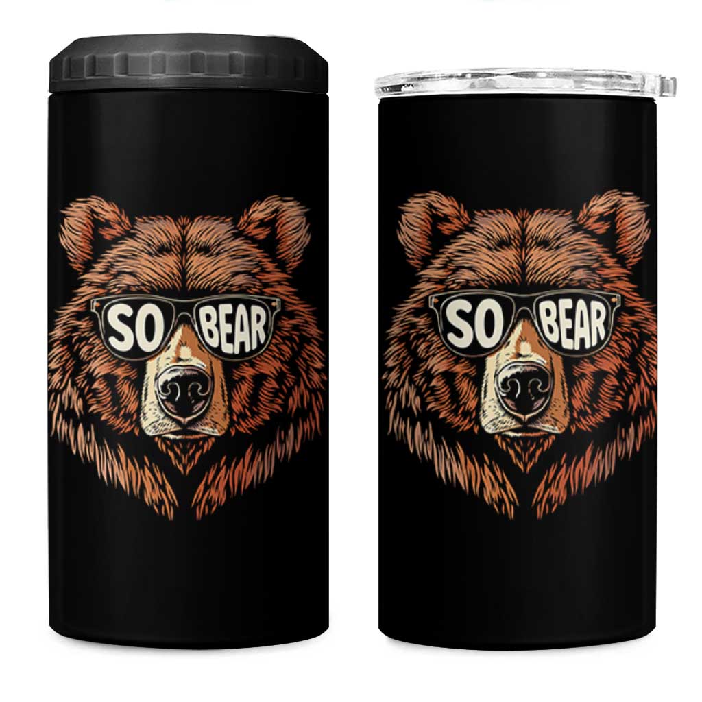 Sobriety Anniversary Sober Bear AA NA Recovery 4 in 1 Can Cooler Tumbler