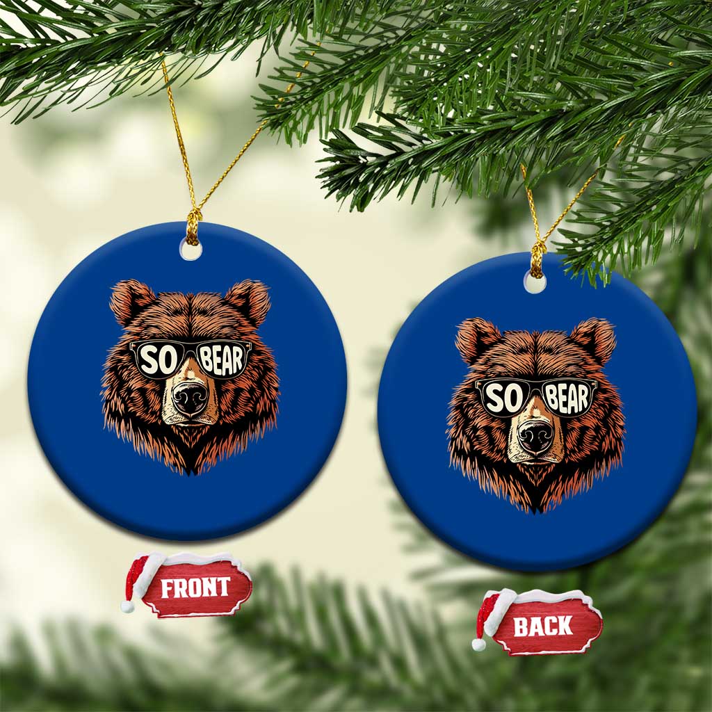 Sobriety Anniversary Sober Bear AA NA Recovery Ceramic Ornament