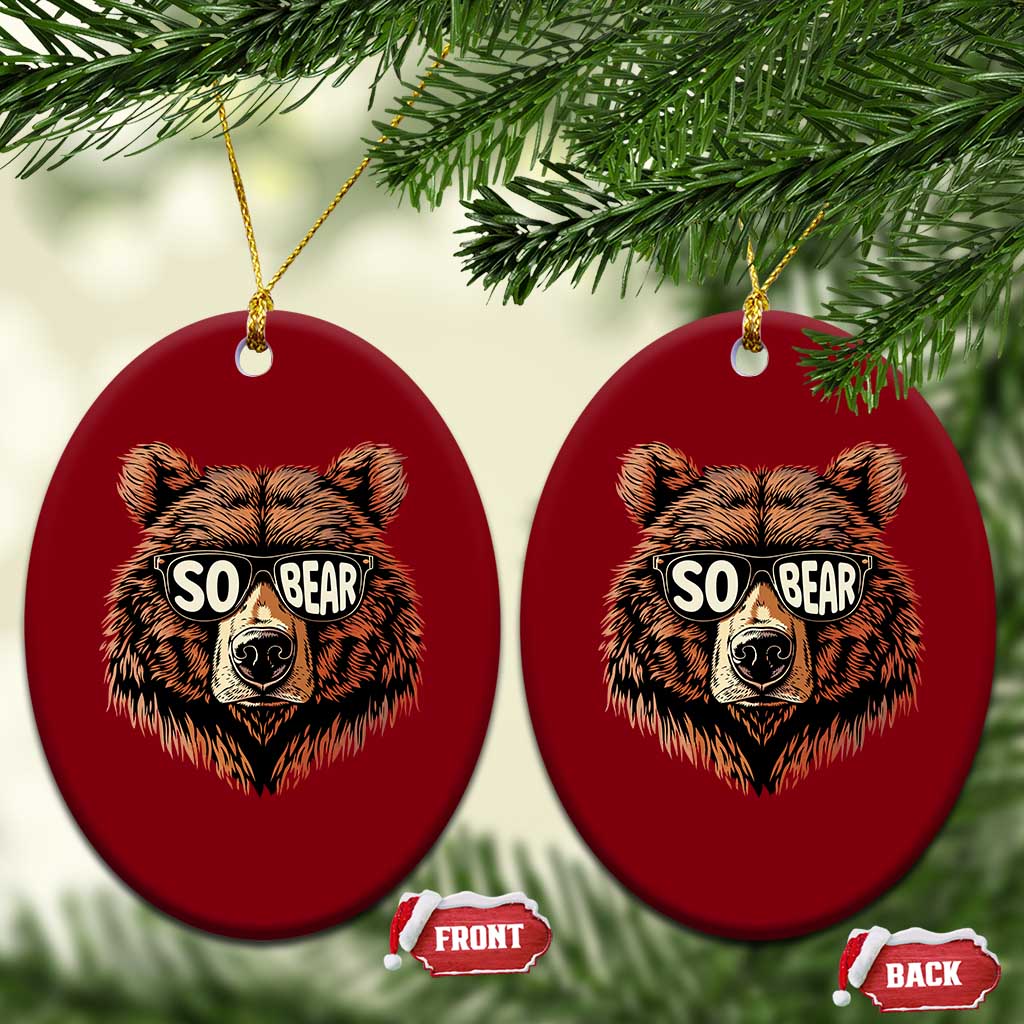 Sobriety Anniversary Sober Bear AA NA Recovery Ceramic Ornament