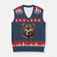 Sobriety Anniversary Sober Bear AA NA Recovery V-Neck Knit Sweater Vest