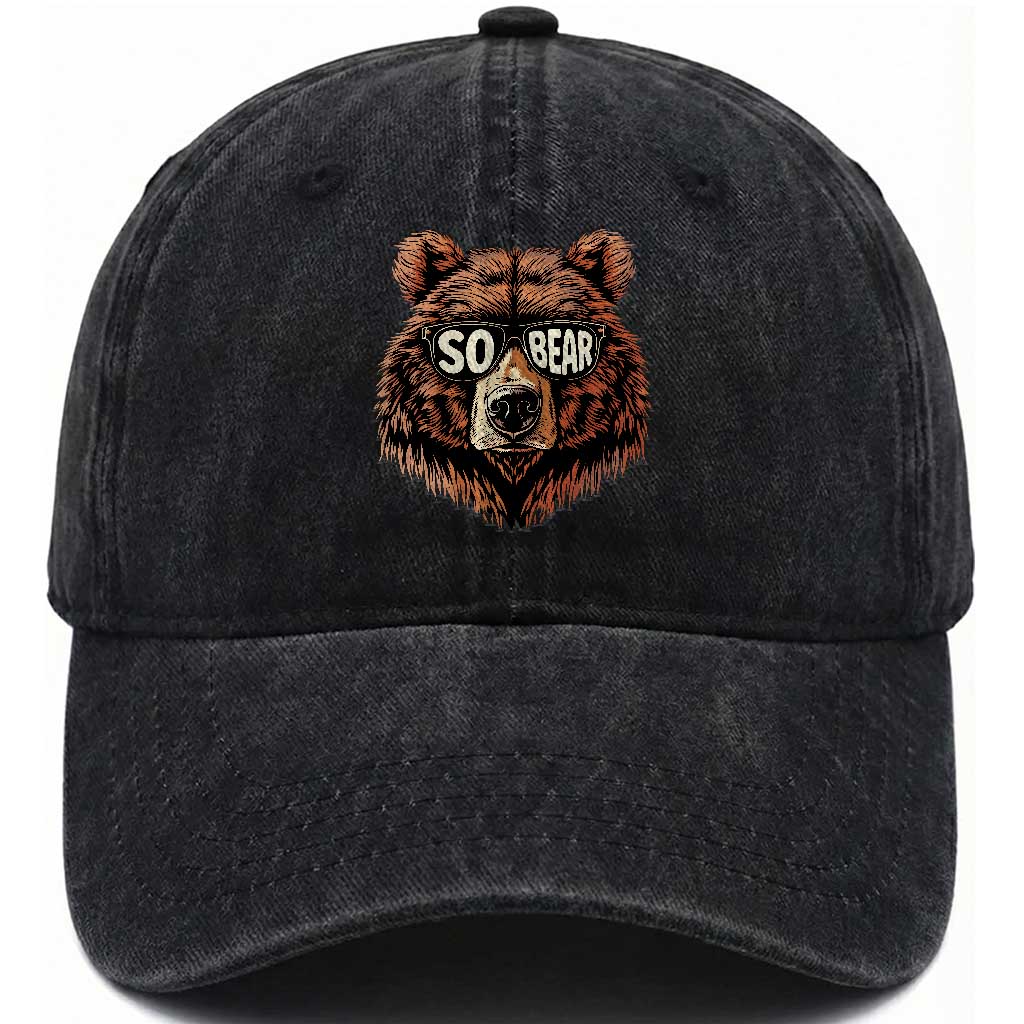 Sobriety Anniversary Sober Bear AA NA Recovery Washed Cotton Baseball Cap