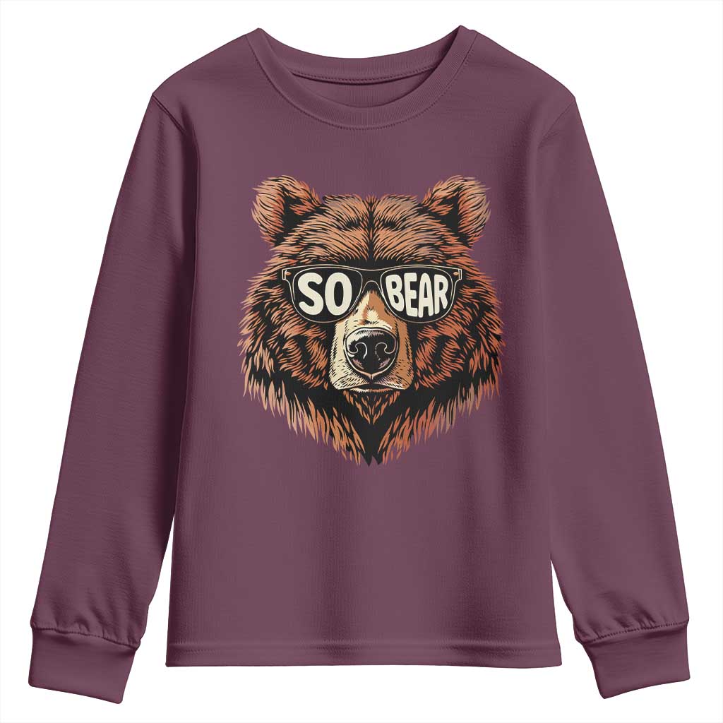Sobriety Anniversary Sober Bear AA NA Recovery Youth Sweatshirt