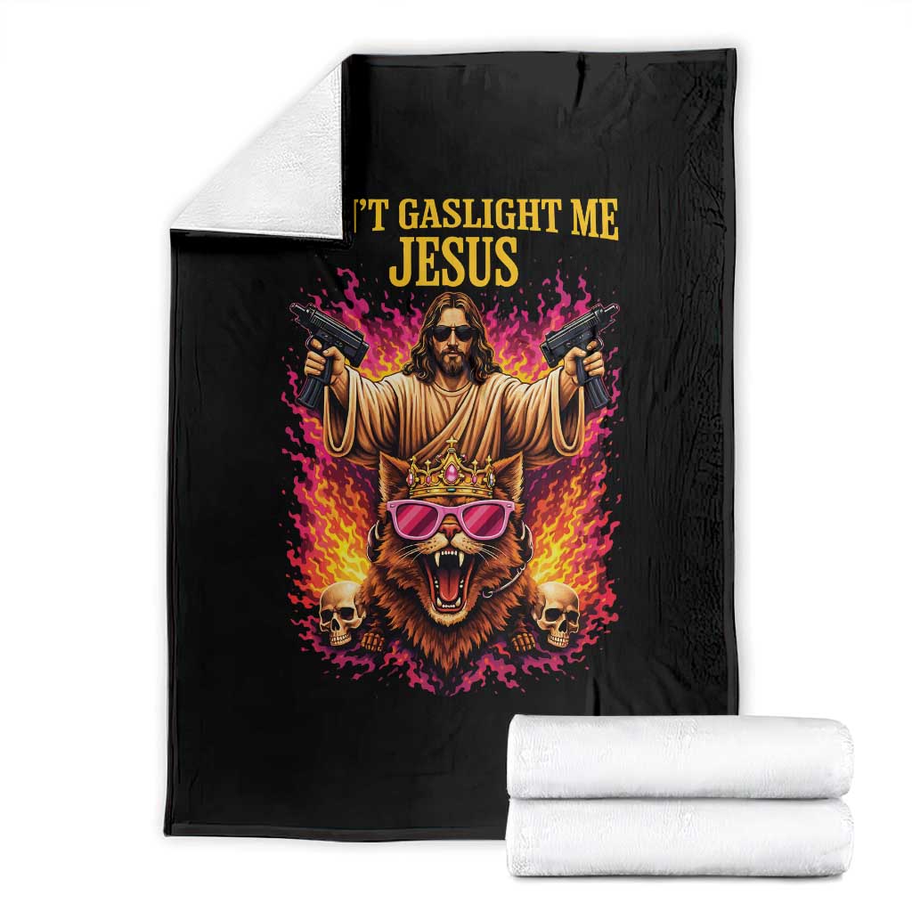 Dont Gaslight Me Jesus Throw Blanket Princess Cat Donut Meme Faith Humor
