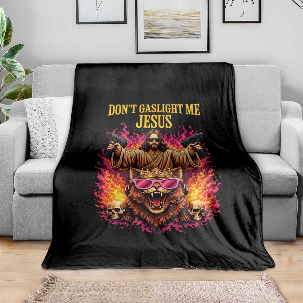 Dont Gaslight Me Jesus Throw Blanket Princess Cat Donut Meme Faith Humor