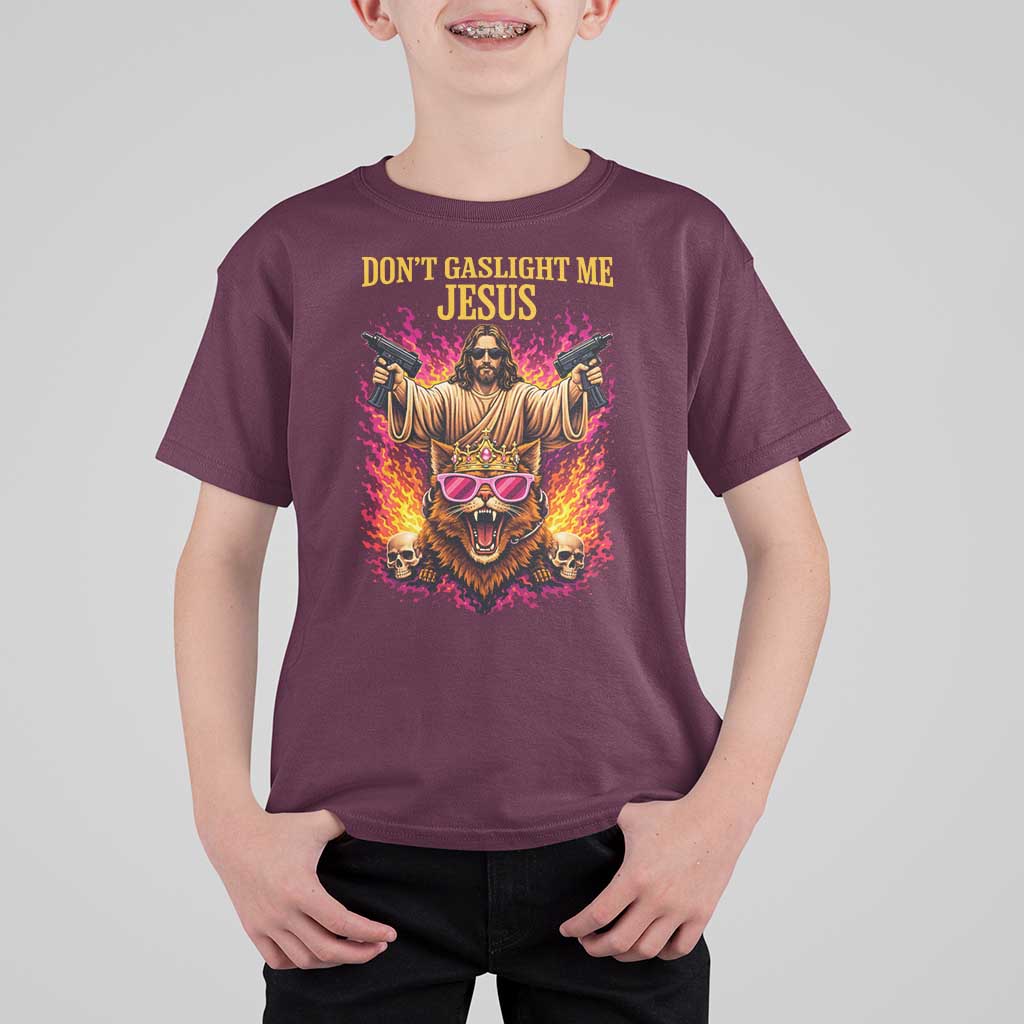 Dont Gaslight Me Jesus T Shirt For Kid Princess Cat Donut Meme Faith Humor