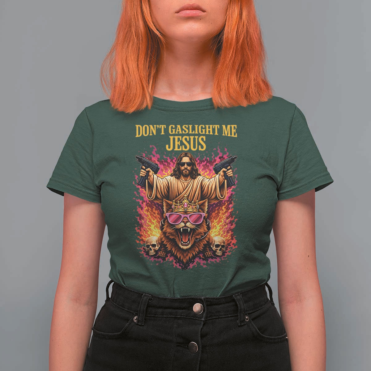 Dont Gaslight Me Jesus T Shirt For Women Princess Cat Donut Meme Faith Humor