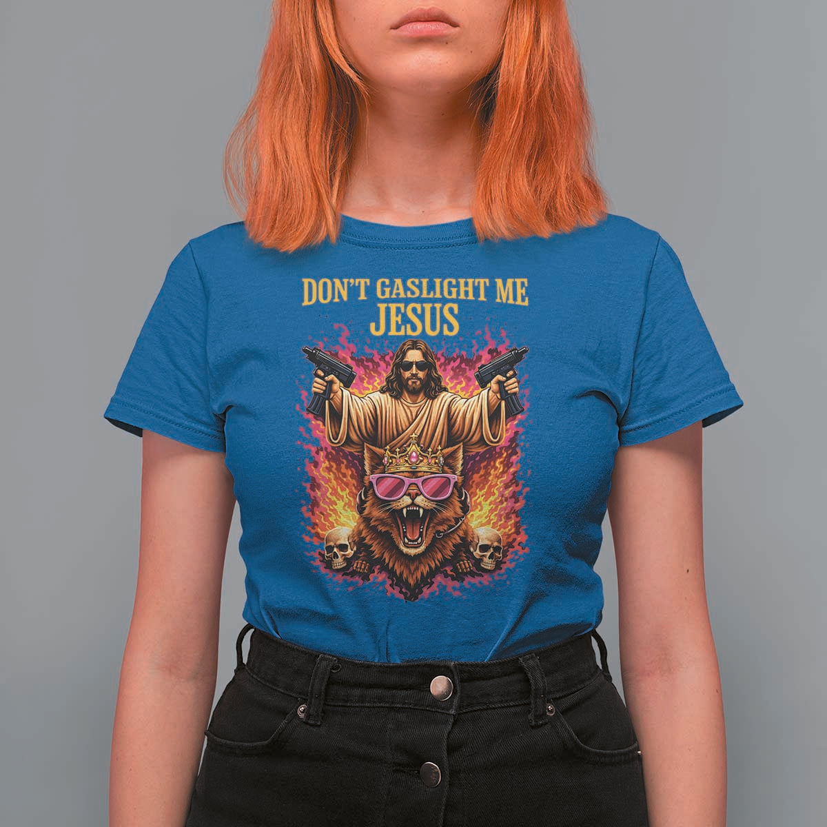 Dont Gaslight Me Jesus T Shirt For Women Princess Cat Donut Meme Faith Humor