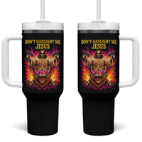 Dont Gaslight Me Jesus Tumbler With Handle Princess Cat Donut Meme Faith Humor