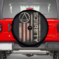Sober AA NA Sobriety Anniversary Spare Tire Cover Alcoholism Addiction Recovery Vintage American Flag