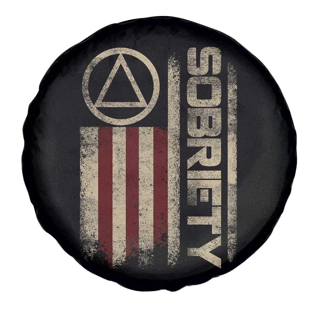 Sober AA NA Sobriety Anniversary Spare Tire Cover Alcoholism Addiction Recovery Vintage American Flag