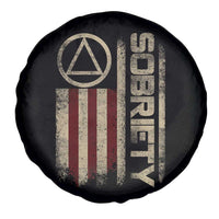 Sober AA NA Sobriety Anniversary Spare Tire Cover Alcoholism Addiction Recovery Vintage American Flag
