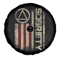 Sober AA NA Sobriety Anniversary Spare Tire Cover Alcoholism Addiction Recovery Vintage American Flag