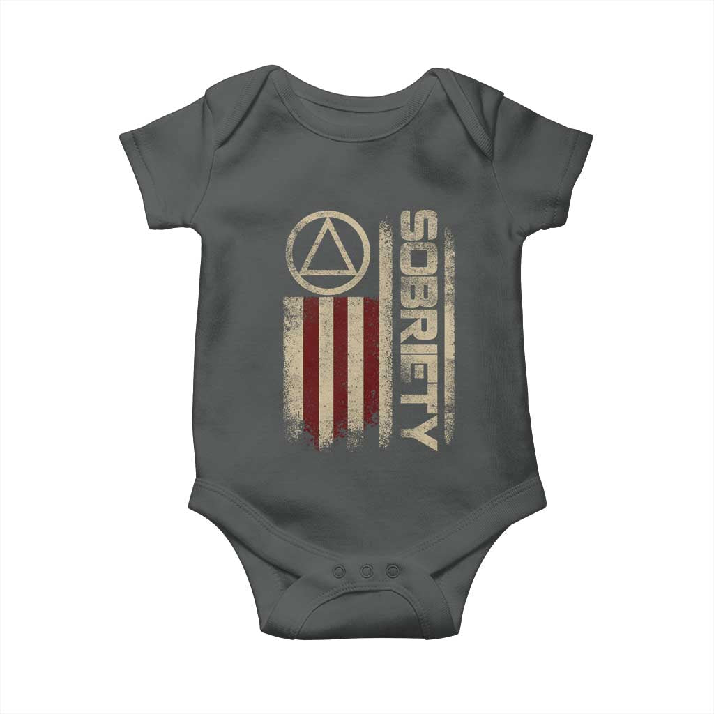 Sober AA NA Sobriety Anniversary Baby Onesie Alcoholism Addiction Recovery Vintage American Flag