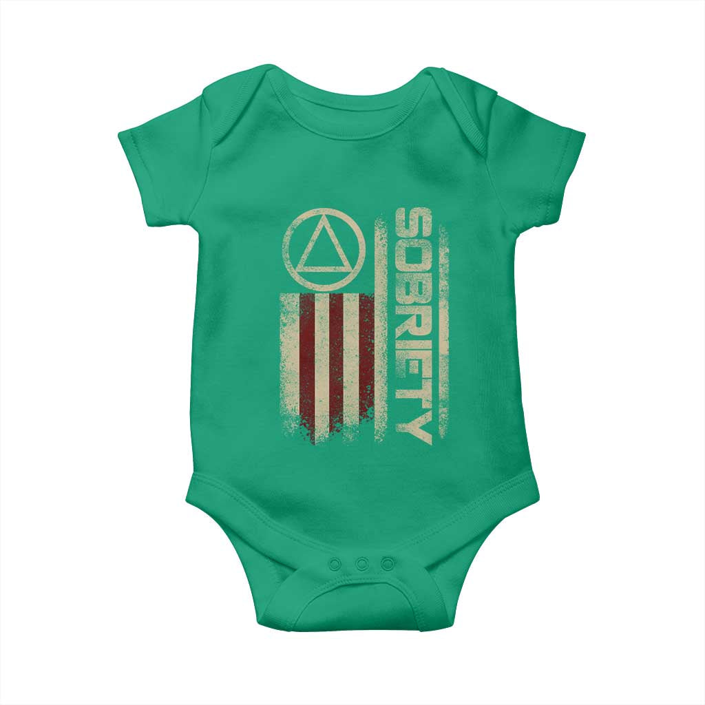 Sober AA NA Sobriety Anniversary Baby Onesie Alcoholism Addiction Recovery Vintage American Flag