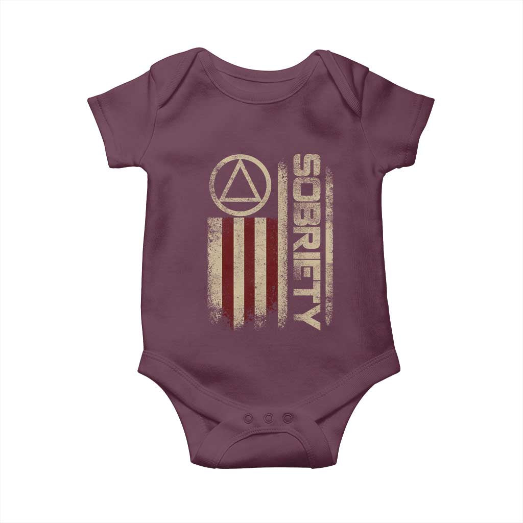 Sober AA NA Sobriety Anniversary Baby Onesie Alcoholism Addiction Recovery Vintage American Flag